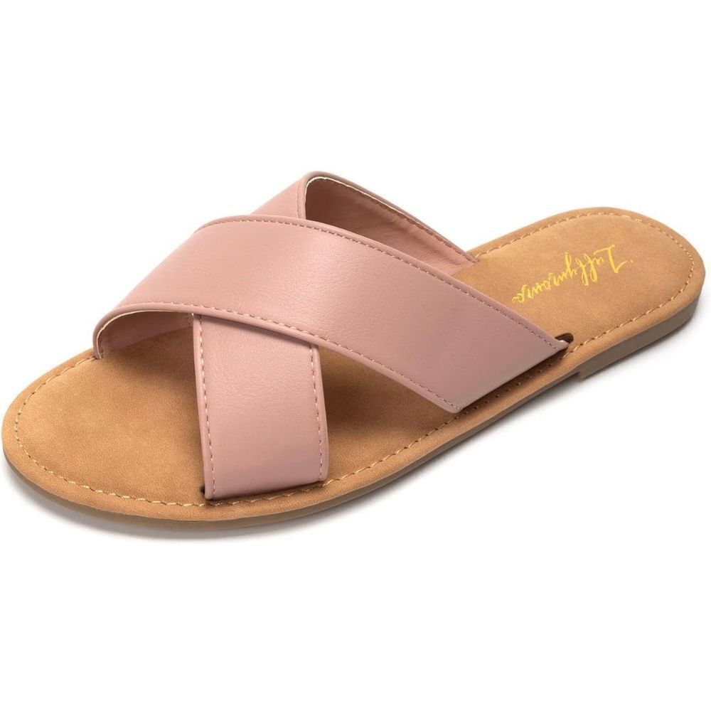 NEW Luffymomo Open Top Flat Sandals Slip on Pink 11